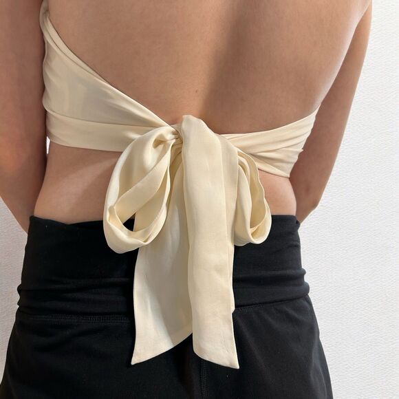 Reiss Cropped Halter Wrap Occasion Top in White Size 4 $170 - Picture 4 of 9